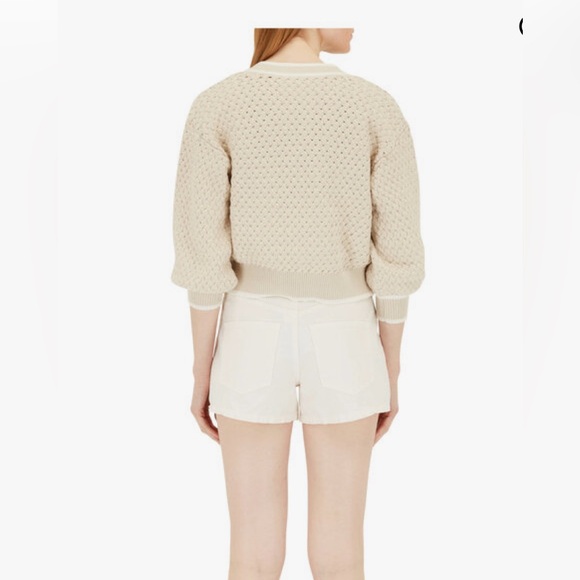 NWT Veronica Beard Kylean Cotton Knit Cardigan Sweater Top Cream White Sm 4 6 - Picture 4 of 10